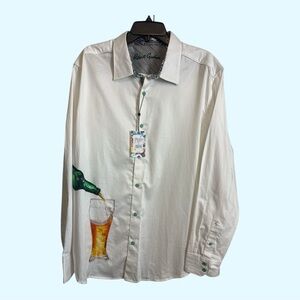 NWT Robert Graham "Made to Measure" Beer Pilsner Wearable Art 3XL Flip Cuff